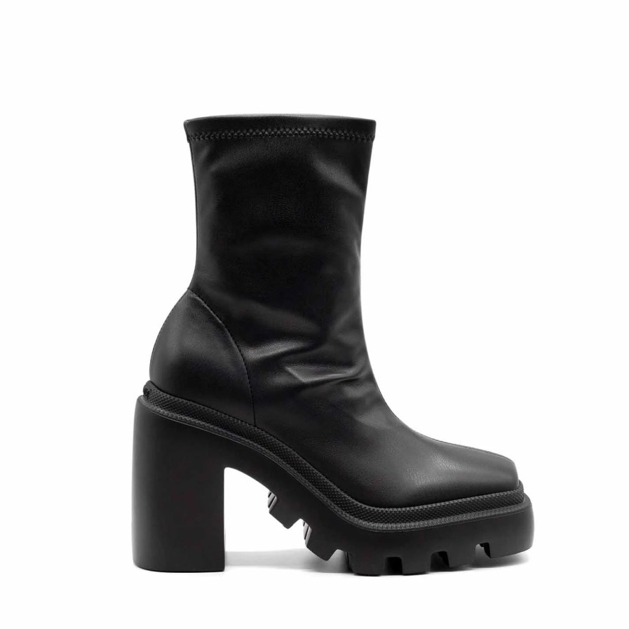 Women VIC MATIE | Gear Heel Black Faux Leather Ankle Boots