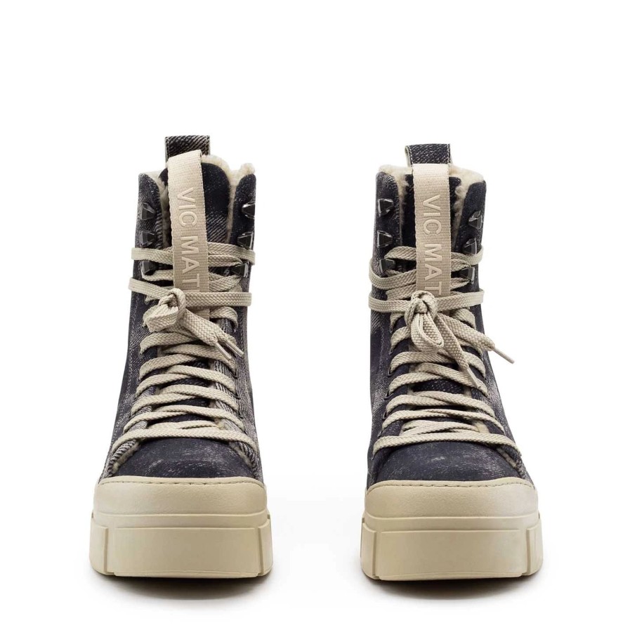 Women VIC MATIE | Roccia Beige Split Calfskin Combat Boots