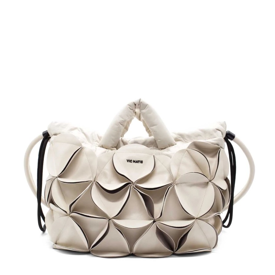 Women VIC MATIE | Rosa Biglarge Ivory/Dove-Grey Petal Bag