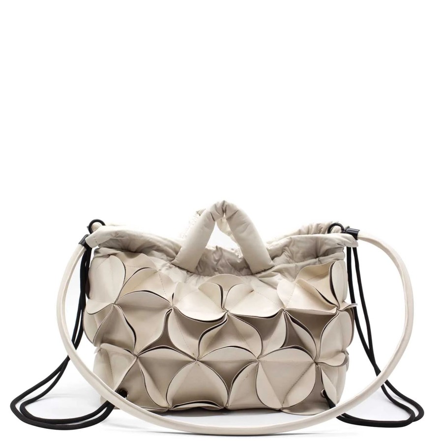 Women VIC MATIE | Rosa Biglarge Ivory/Dove-Grey Petal Bag