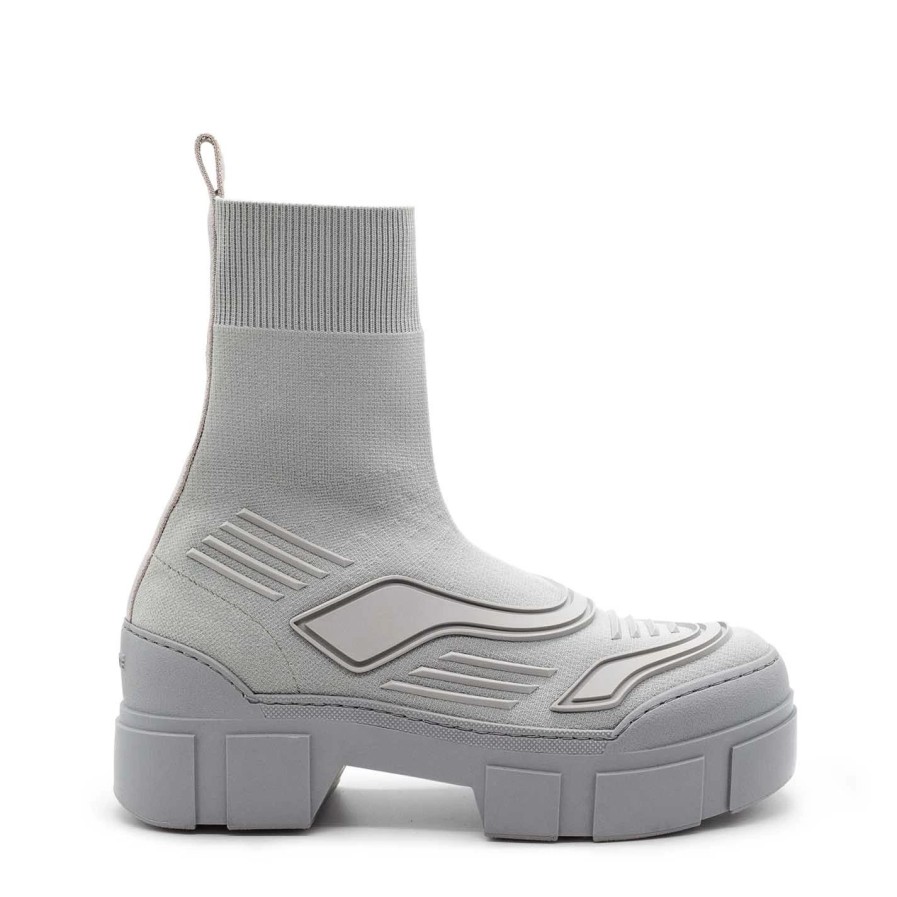 Women VIC MATIE | Roccia Ice-White Knit Ankle Boots