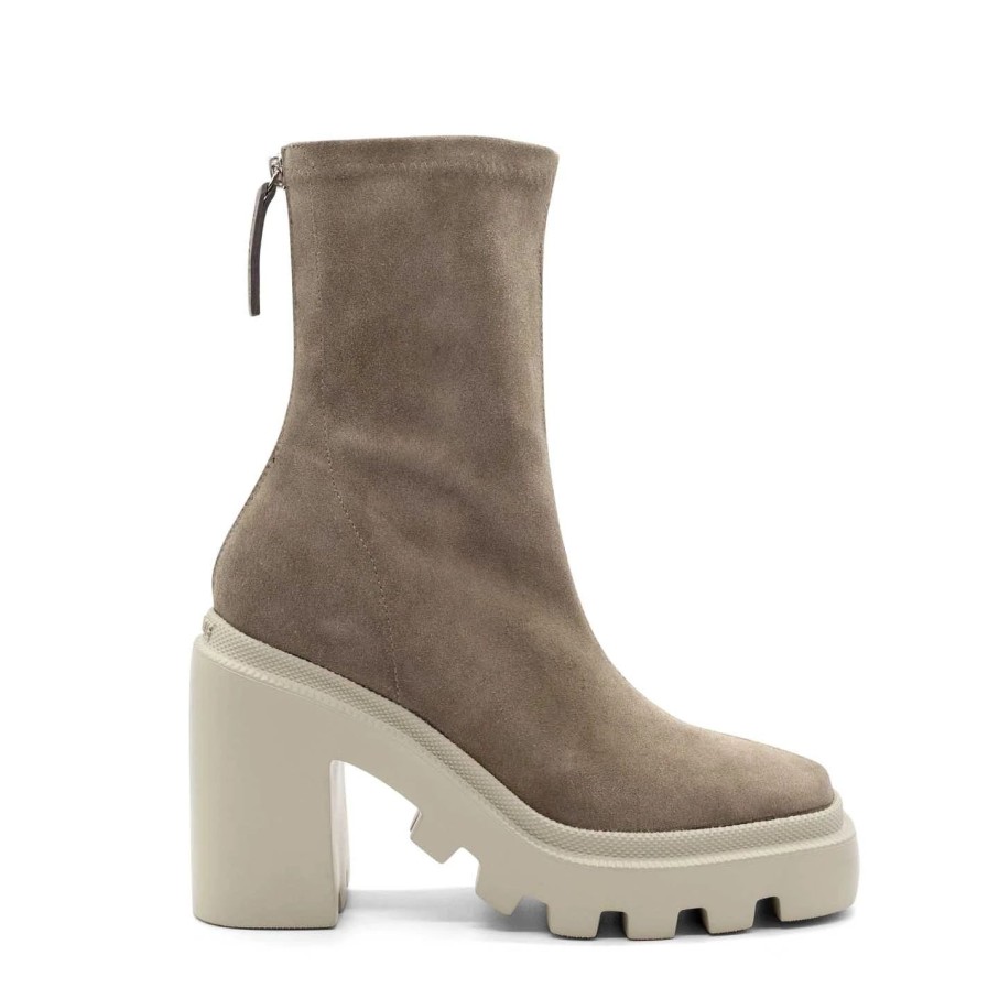 Women VIC MATIE | Gear Heel Dove-Grey Split Leather Ankle Boots