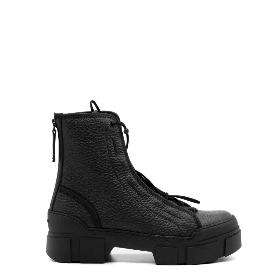 Men VIC MATIE | Men'S Roccia Black Leather Combat Boots With Zip