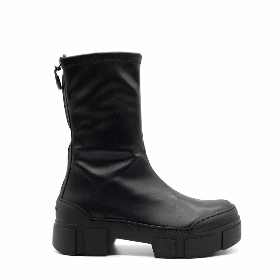 Women VIC MATIE | Roccia Black Stretchy Faux Leather Ankle Boots