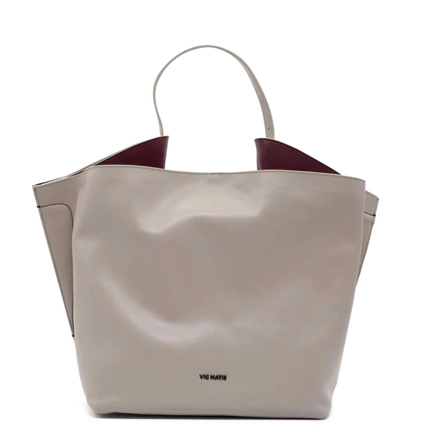 Women VIC MATIE | Antonialarge Dove-Grey/Dark Red Shopper Bag