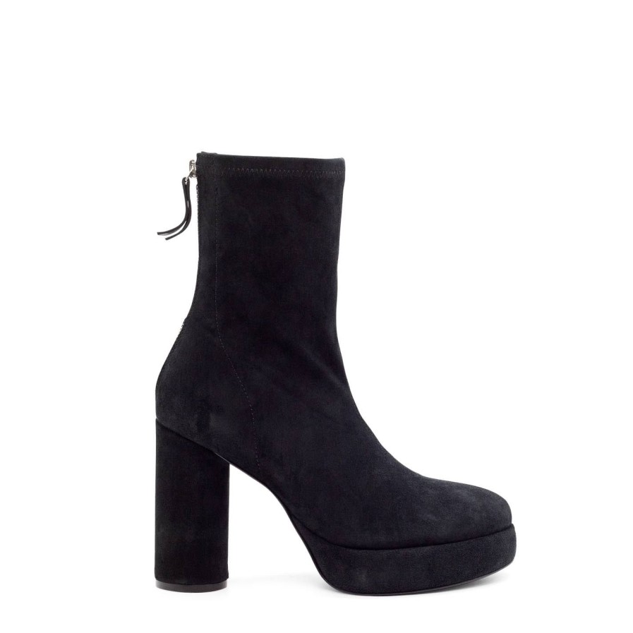 Women VIC MATIE | Ducky Black Stretchy Split Leather Ankle Boots