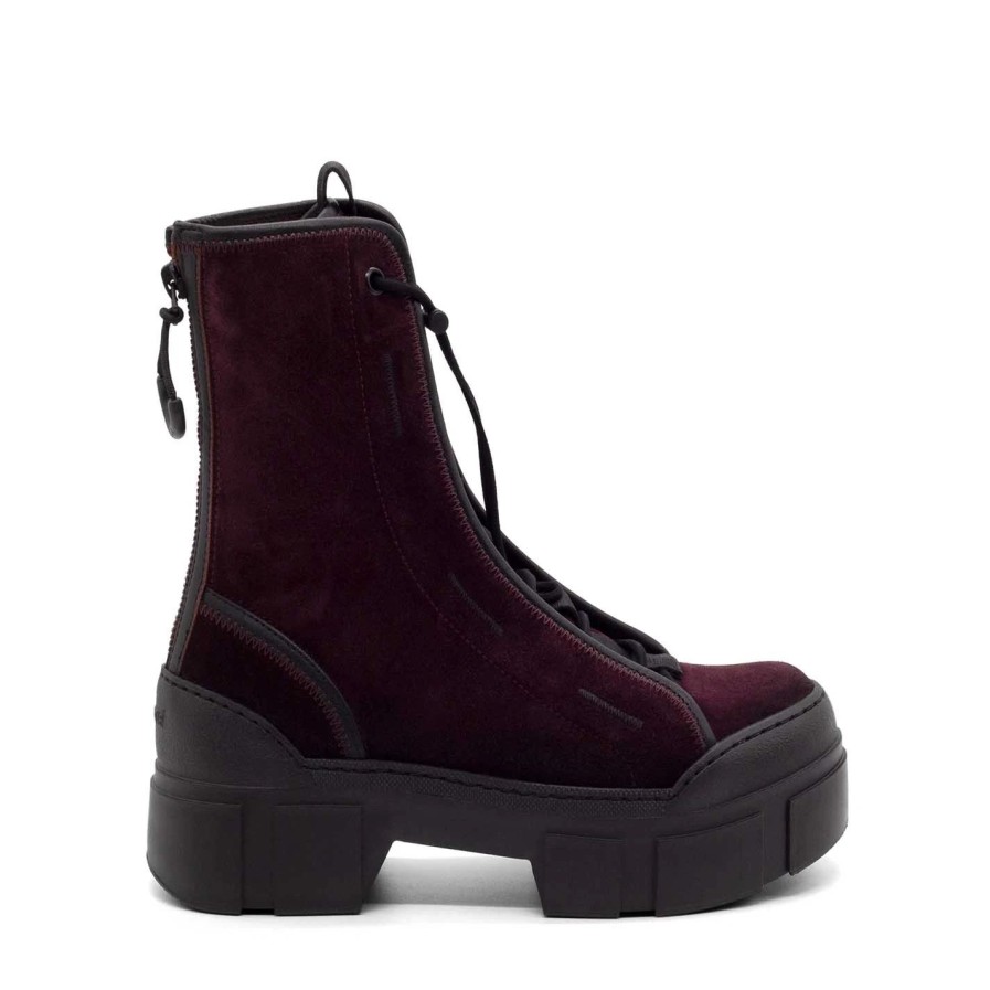 Women VIC MATIE | Roccia Burgundy/Black Split Leather Combat Boots