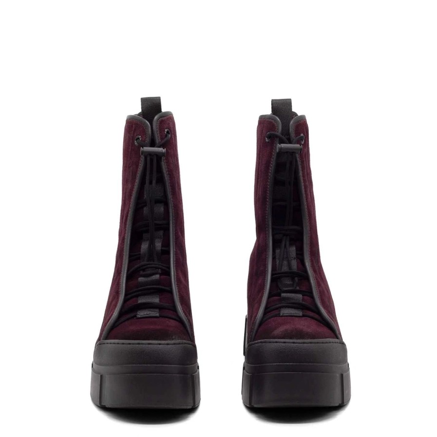 Women VIC MATIE | Roccia Burgundy/Black Split Leather Combat Boots