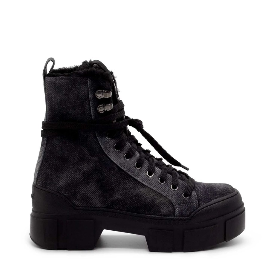 Women VIC MATIE | Roccia Anthracite Split Calfskin Combat Boots