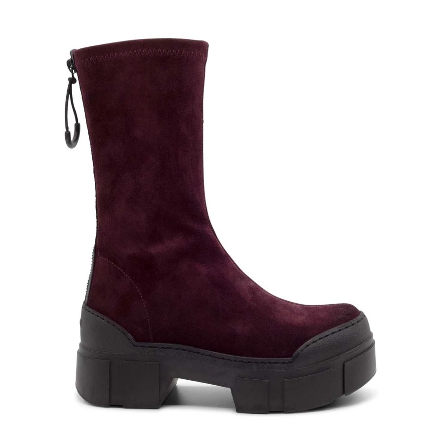 Women VIC MATIE | Roccia Burgundy Split Leather Ankle Boots