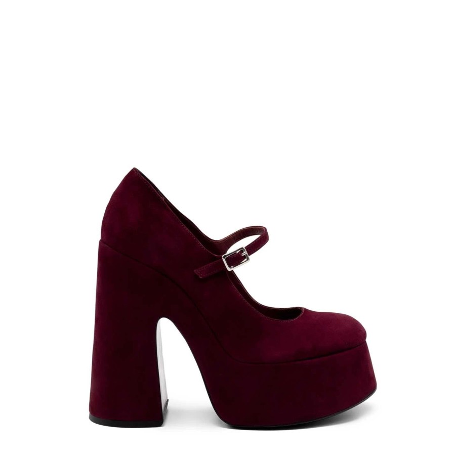 Women VIC MATIE | Flare Dark Red Suede Mary Janes