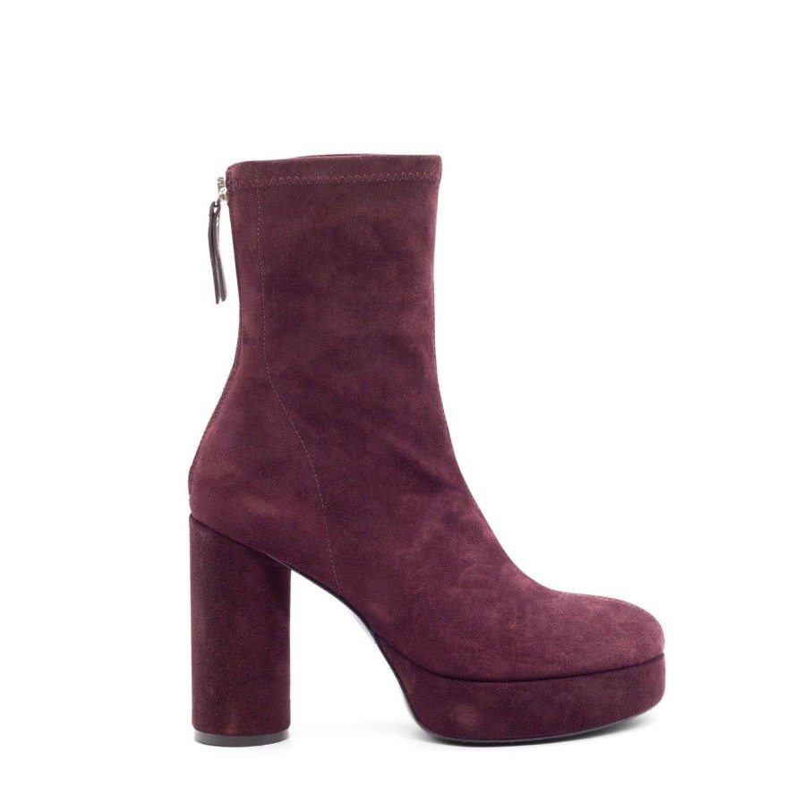 Women VIC MATIE | Ducky Burgundy Split Leather Ankle Boots