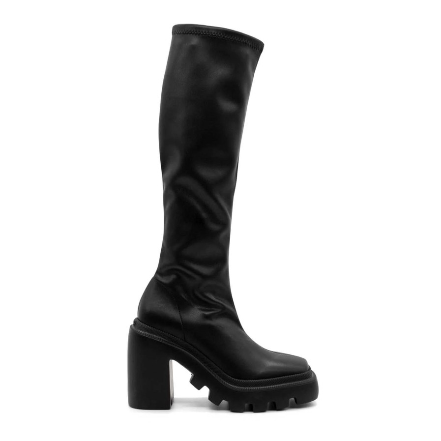 Women VIC MATIE | Gear Heel Minimalist Stretchy Black Boots