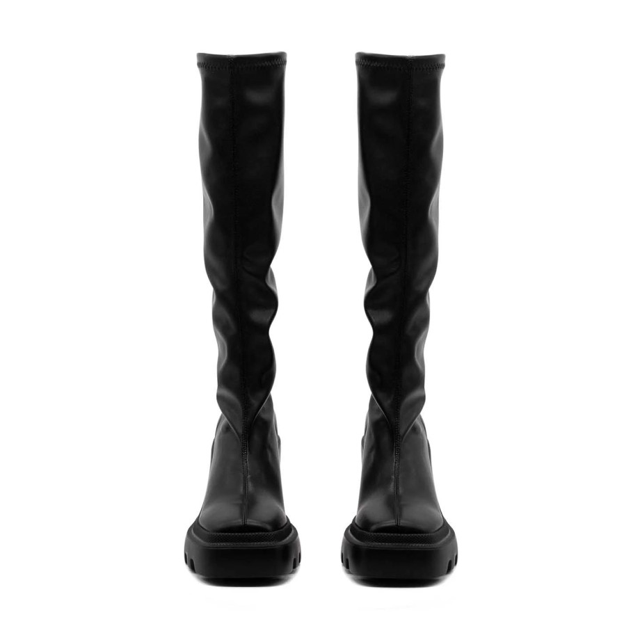 Women VIC MATIE | Gear Heel Minimalist Stretchy Black Boots