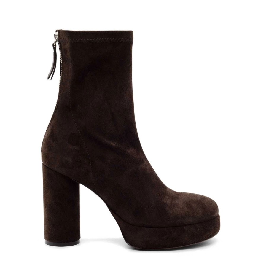 Women VIC MATIE | Ducky Dark Brown Stretchy Split Leather Ankle Boots