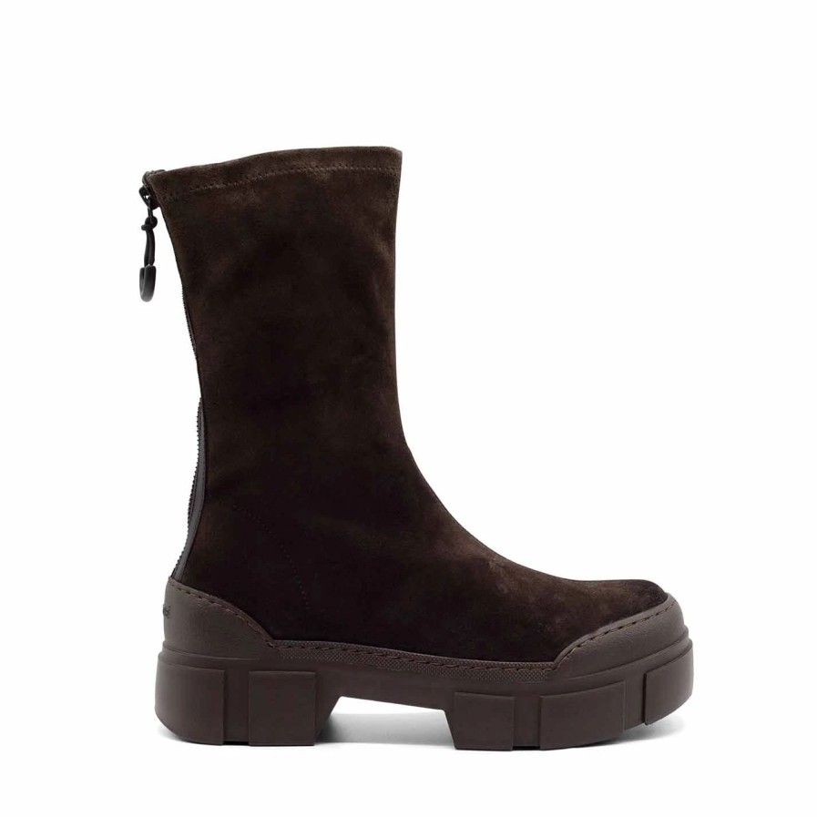 Women VIC MATIE | Roccia Dark Brown Split Leather Ankle Boots