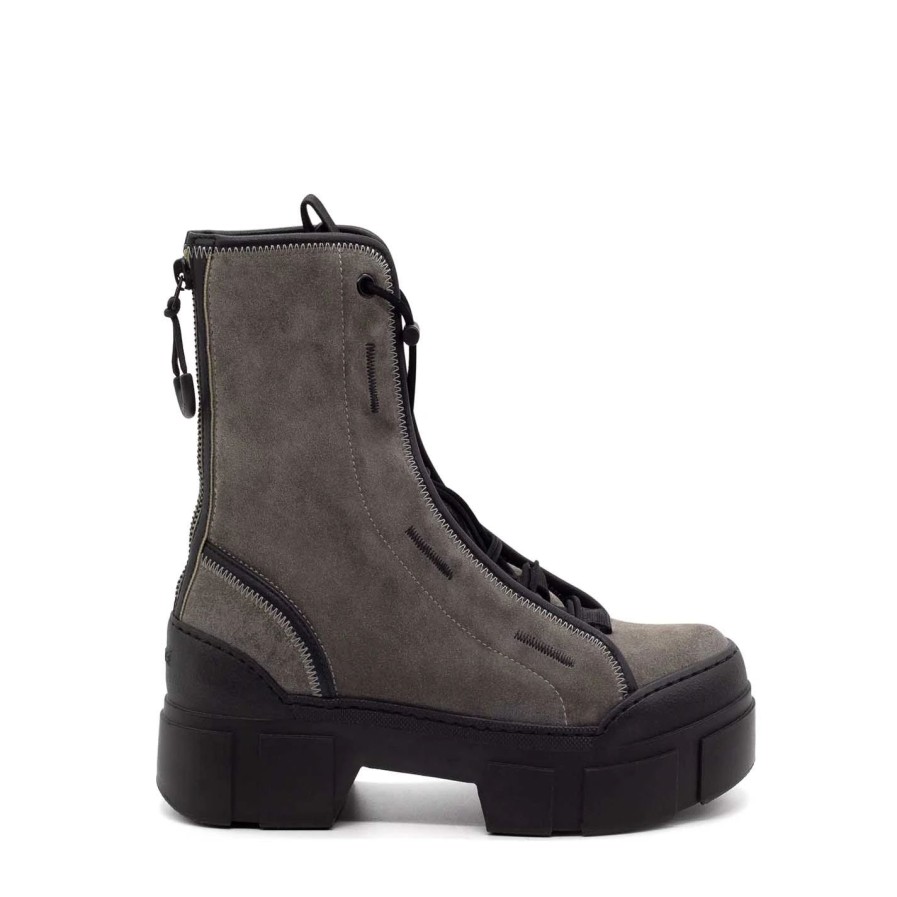 Women VIC MATIE | Roccia Dove-Grey/Black Split Leather Combat Boots